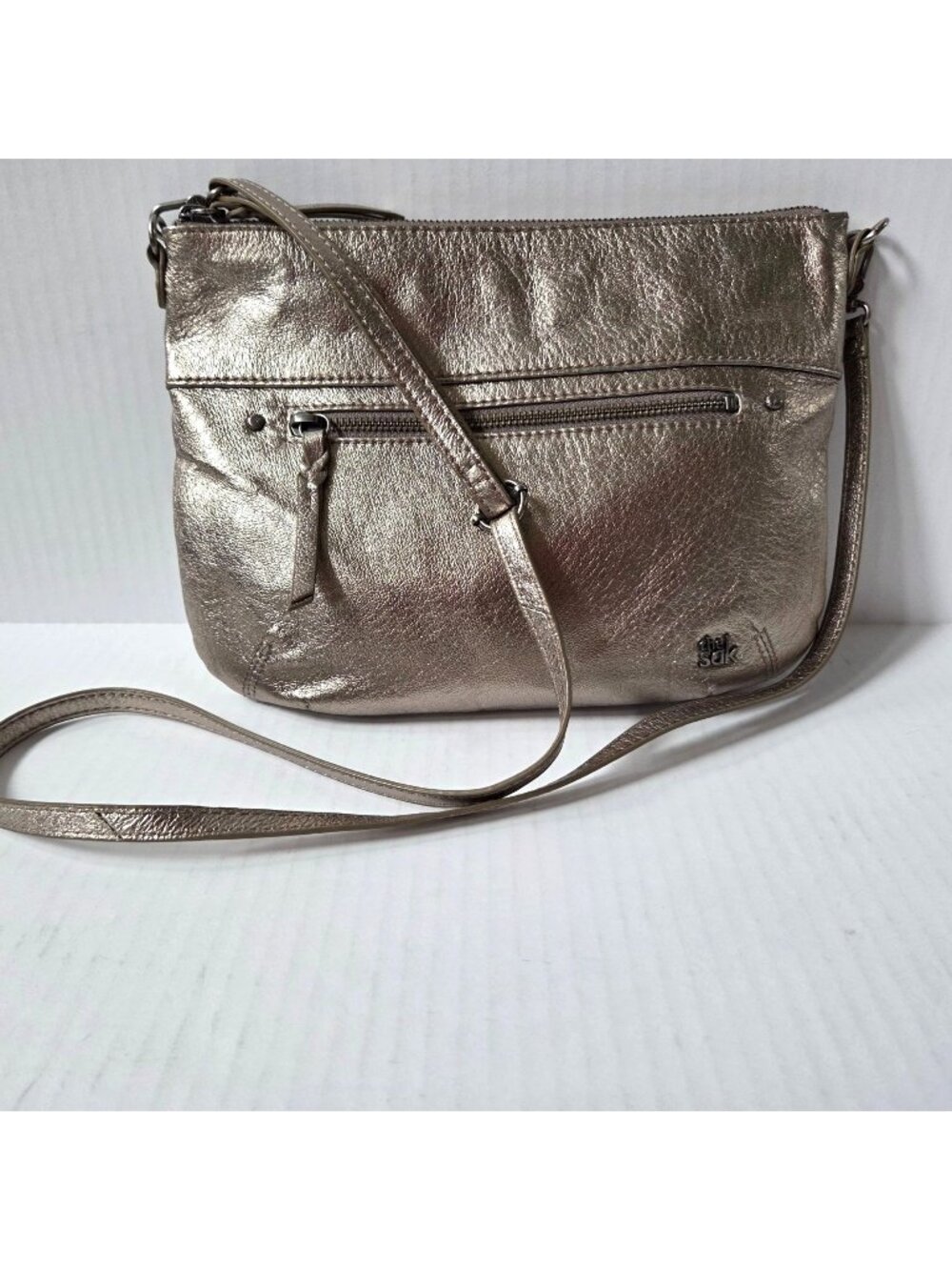 The Sak Purse Oleta Metallic Gold Leather Crossbody Shoulder Bag Party Boho